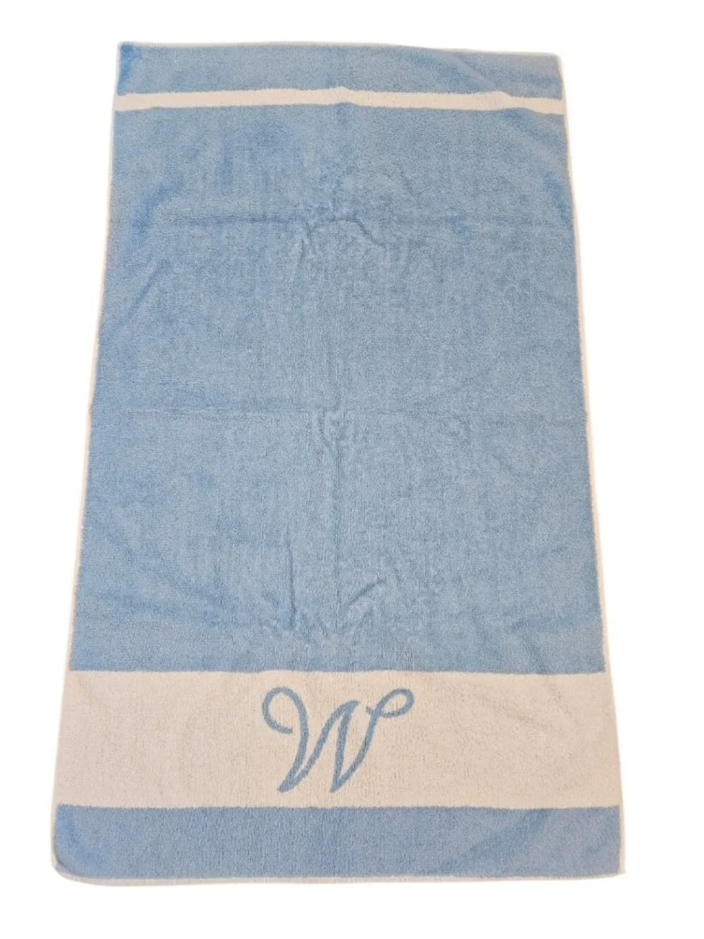 VTG Martex Light Blue White‎ Bath Towels Set Of 3 Monogram W USA Made Reversible